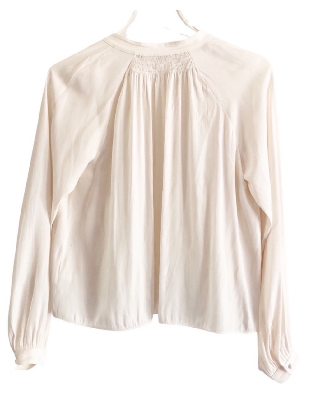 Aritzia Wilfred Estienne Blouse Cream Smocked Long Sleeve XS - Picture 5 of 7
